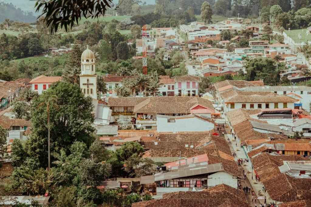 Colonial-style town buildings illustrating beautiful places in Colombia